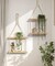 Beige Macrame Wall Hanging Shelf – 2-Tier Boho Floating Shelves with Cotton Rope, Perfect for Plants, Photos, Tissues, Towels, and Rustic Home Décor in the Living Room, Bedroom, Bathroom, or Hallway.